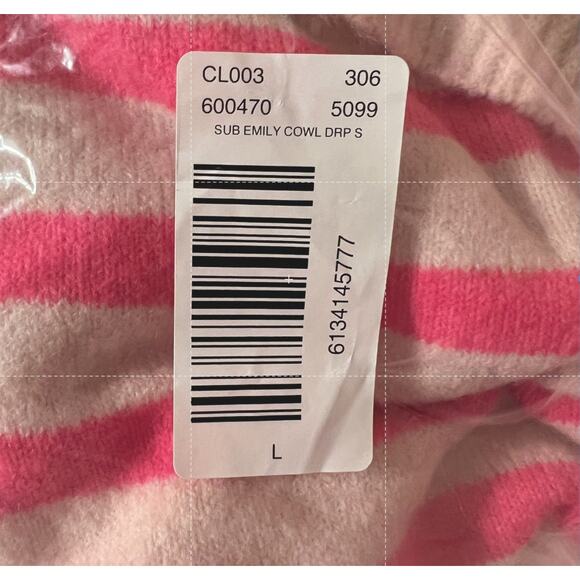 NWT LOFT Pink & Fuchsia Stripe Cowl Neck Tunic Sweater - Picture 6 of 7